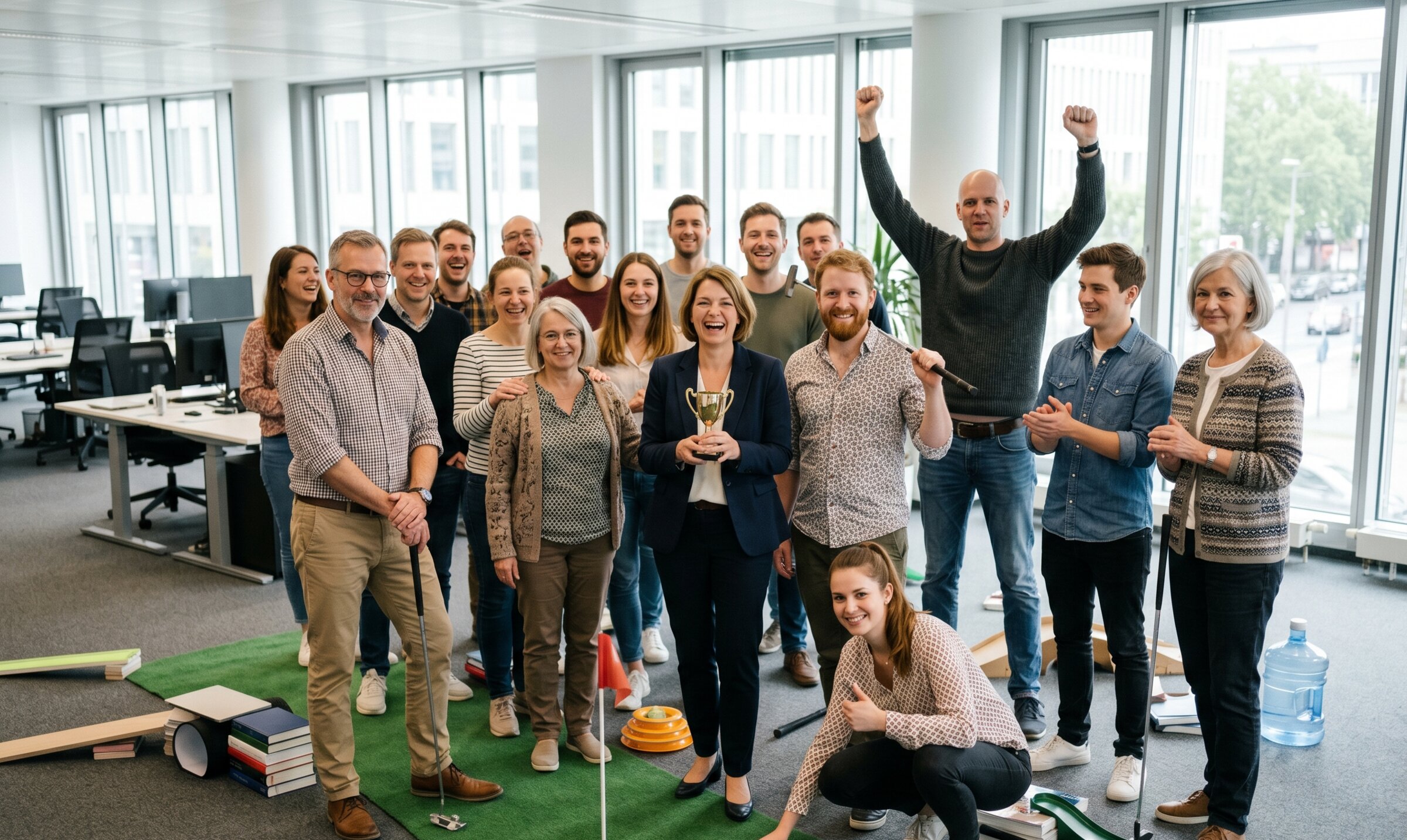 Bürogolf: kreative Bahnen während des Teamevents